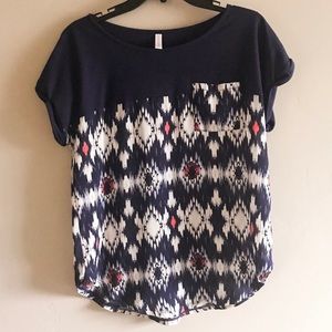 Blue and Coral Blouse